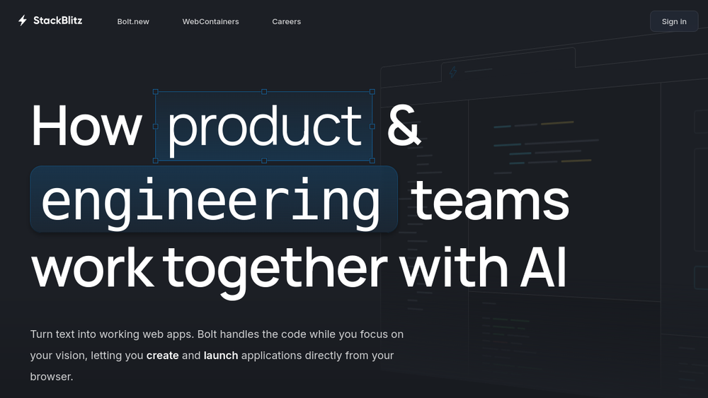 StackBlitz website screenshot StackBlitz website screenshot