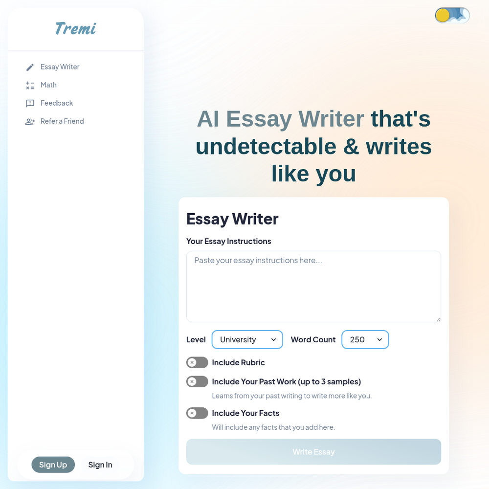 AI Essay Writer website screenshot AI Essay Writer website screenshot