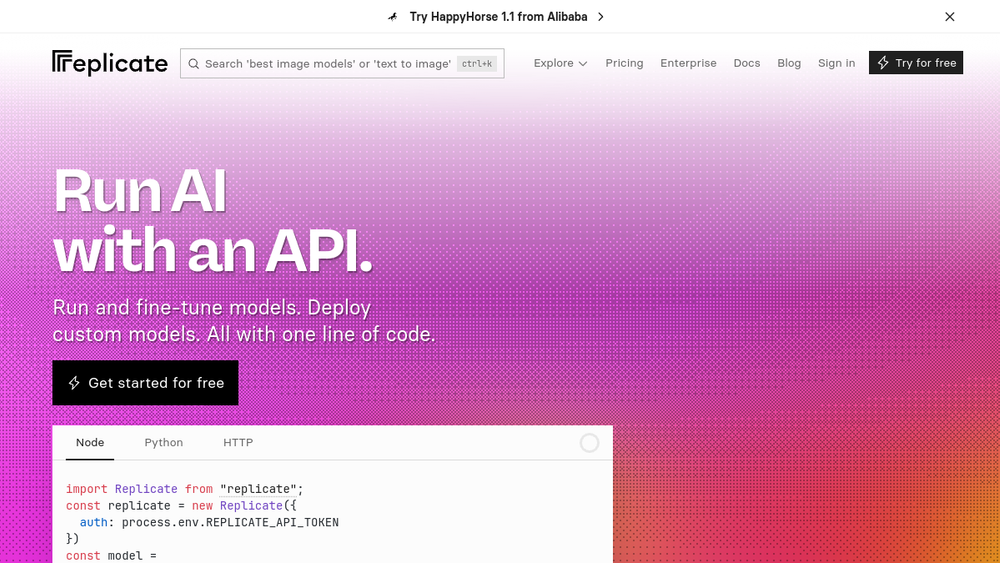Replicate website screenshot Replicate website screenshot
