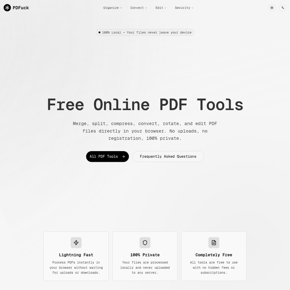 PDFuck website screenshot PDFuck website screenshot
