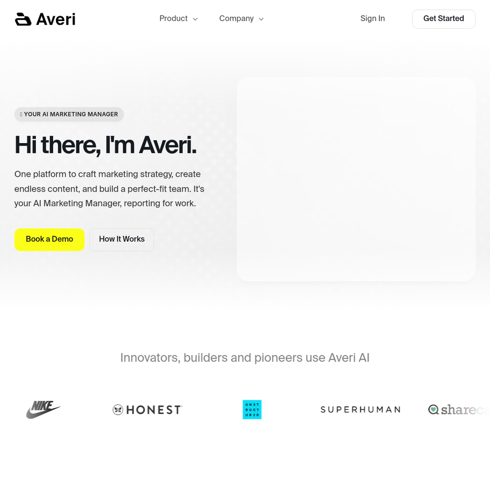 Averi website screenshot Averi website screenshot