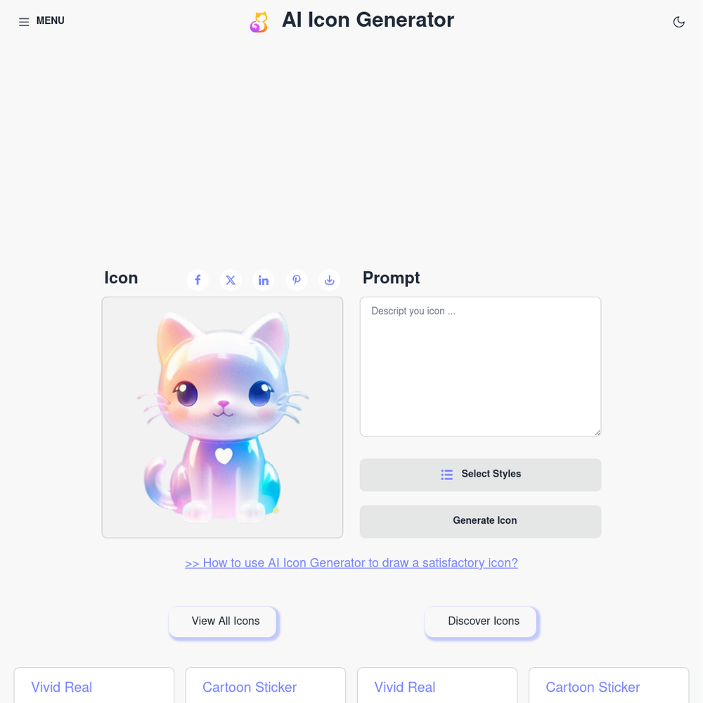 AI Icon Generator website screenshot AI Icon Generator website screenshot