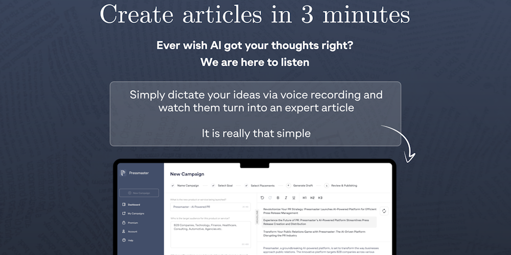 Pressmaster.ai website screenshot Pressmaster.ai website screenshot