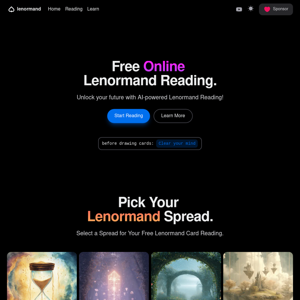 Lenormand website screenshot Lenormand website screenshot