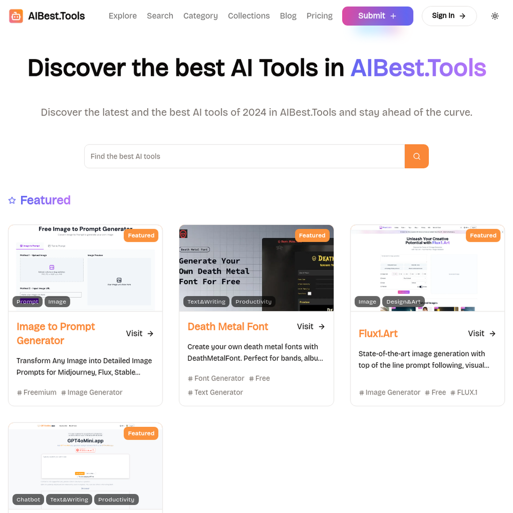 AIBest.Tools website screenshot AIBest.Tools website screenshot