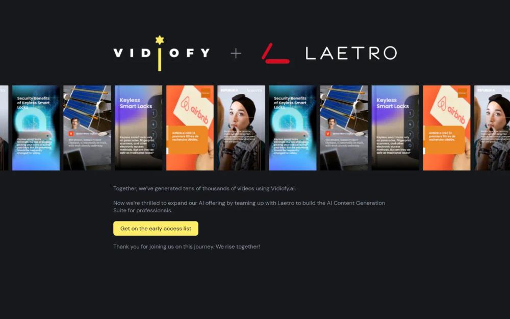 Vidiofy website screenshot Vidiofy website screenshot