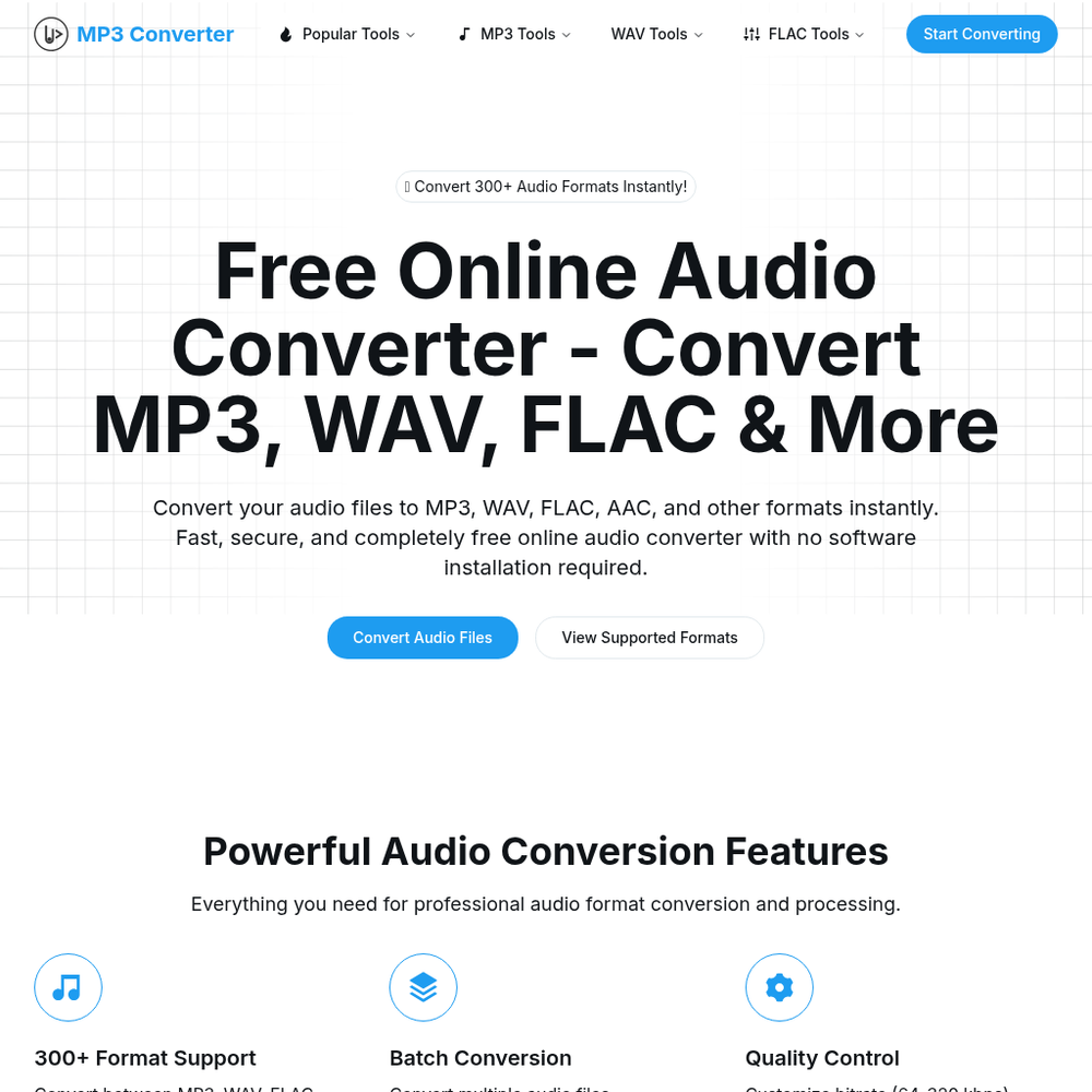 MP3 Converter website screenshot MP3 Converter website screenshot