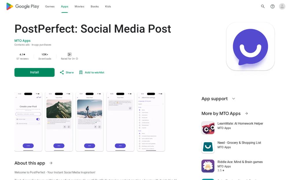 PostPerfect website screenshot PostPerfect website screenshot