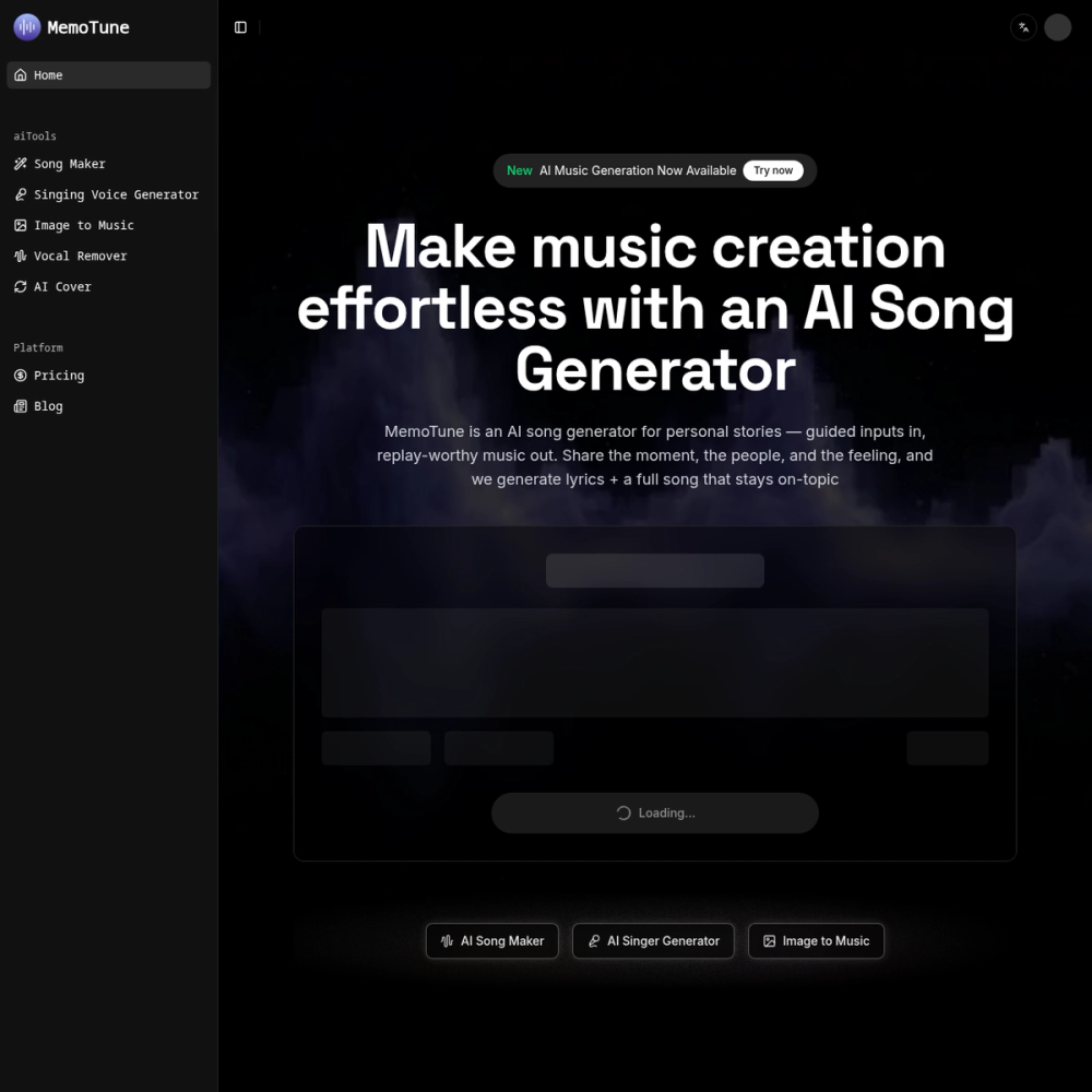 MemoTune AI website screenshot MemoTune AI website screenshot