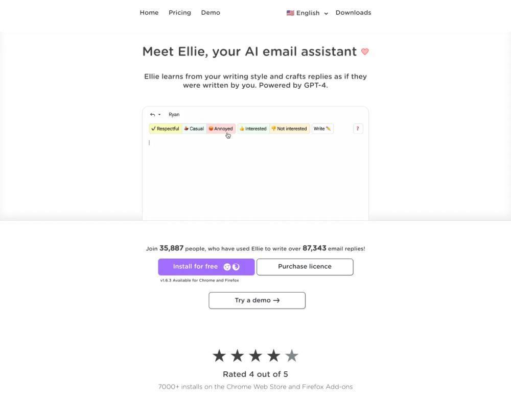 Ellie website screenshot Ellie website screenshot