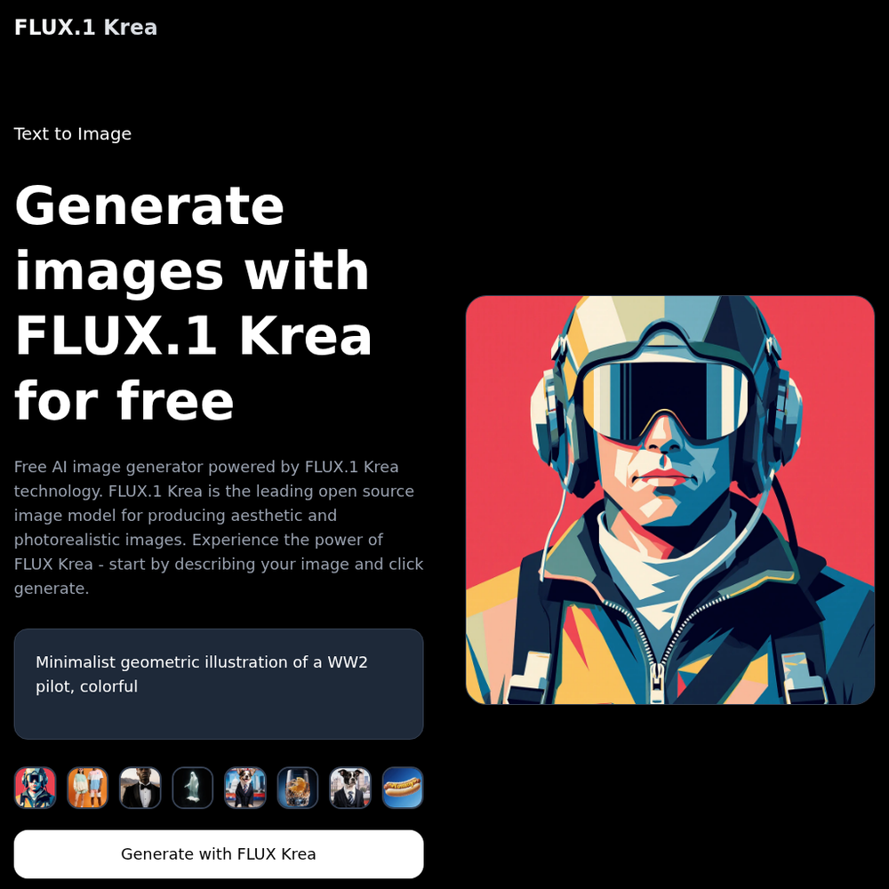 FLUX Krea website screenshot FLUX Krea website screenshot