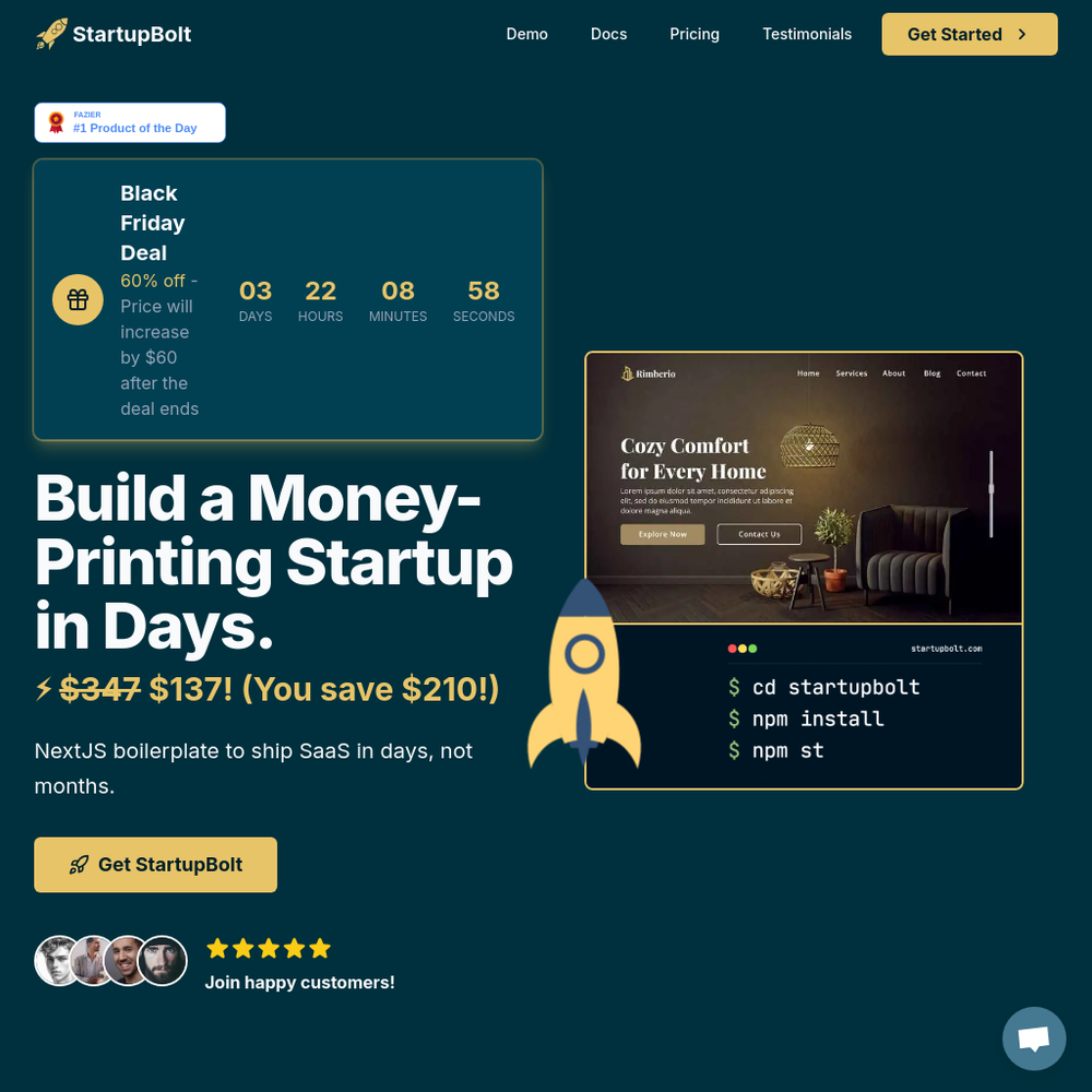 StartupBolt website screenshot StartupBolt website screenshot