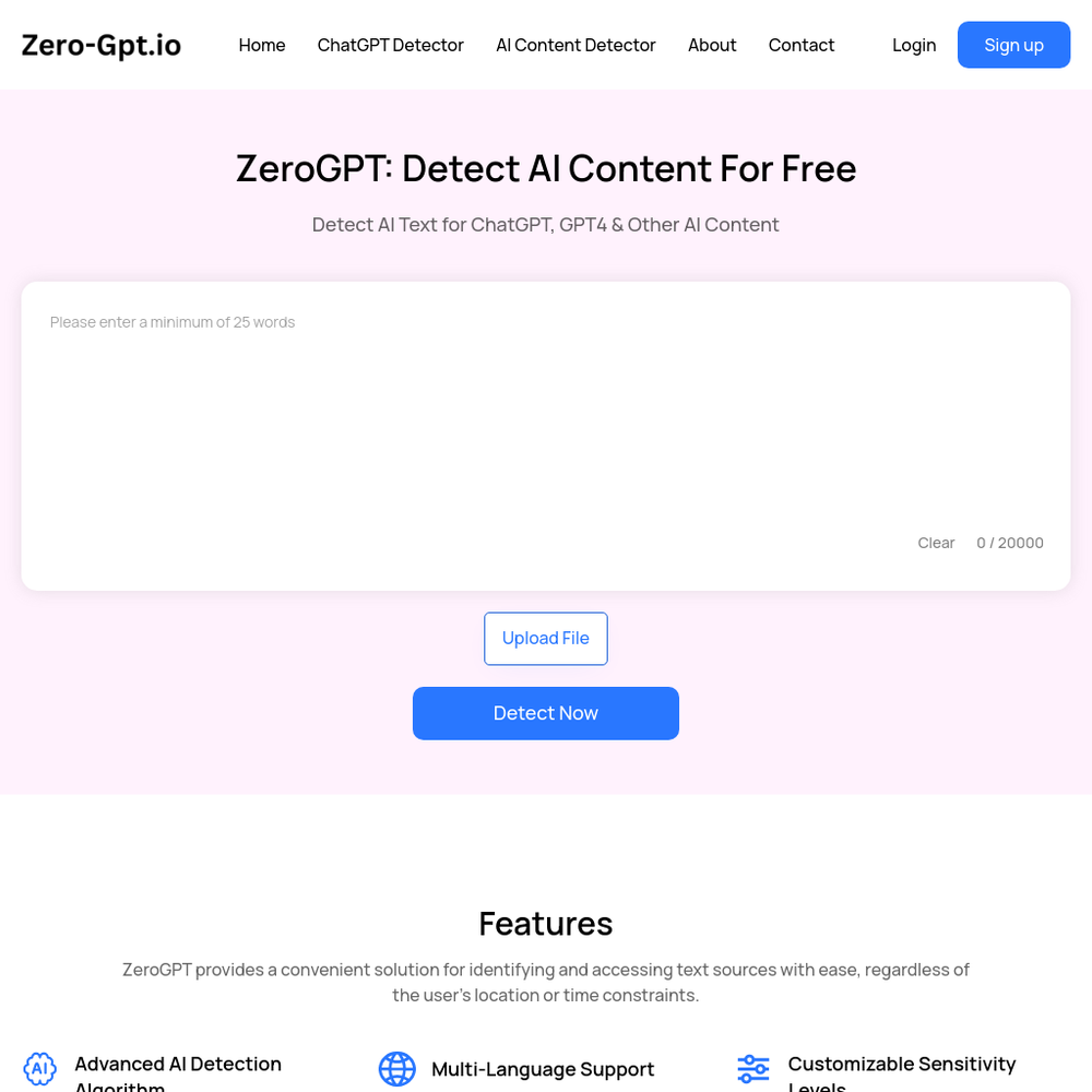 ZeroGPT website screenshot ZeroGPT website screenshot
