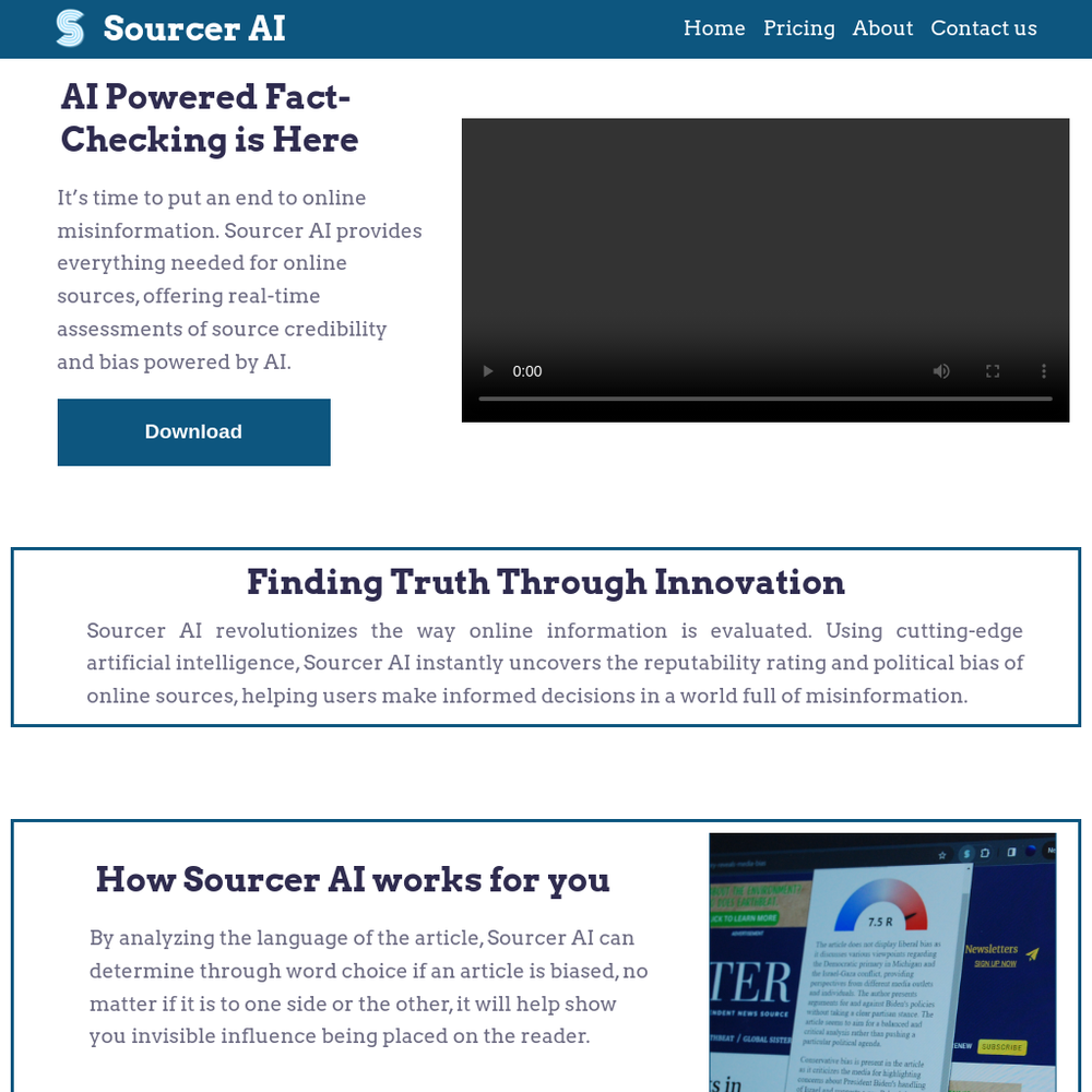 Sourcer AI website screenshot Sourcer AI website screenshot