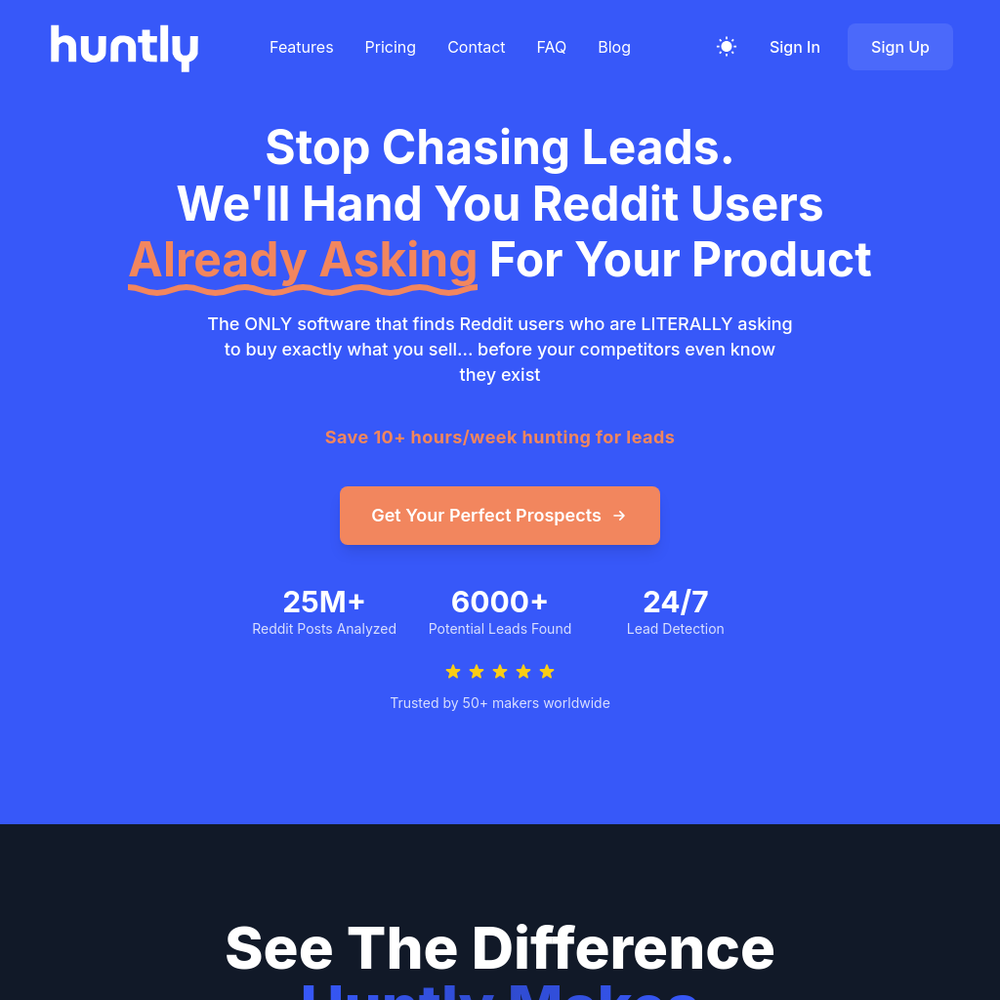 Huntly website screenshot Huntly website screenshot