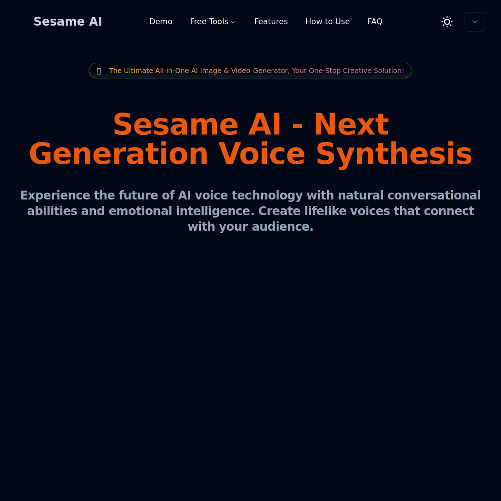 Sesame AI website screenshot Sesame AI website screenshot