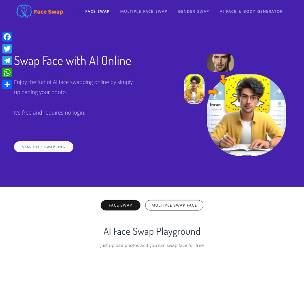 AI Face Swap website screenshot AI Face Swap website screenshot