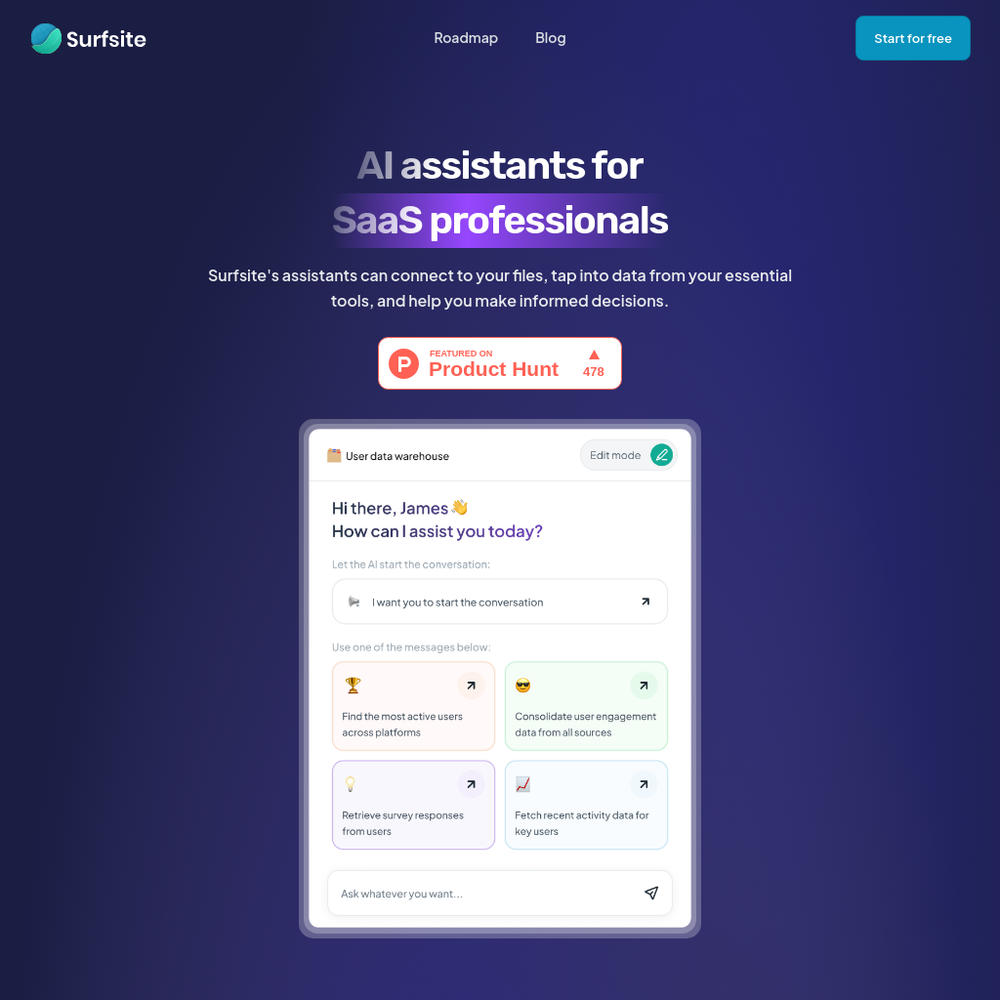 Surfsite AI website screenshot Surfsite AI website screenshot