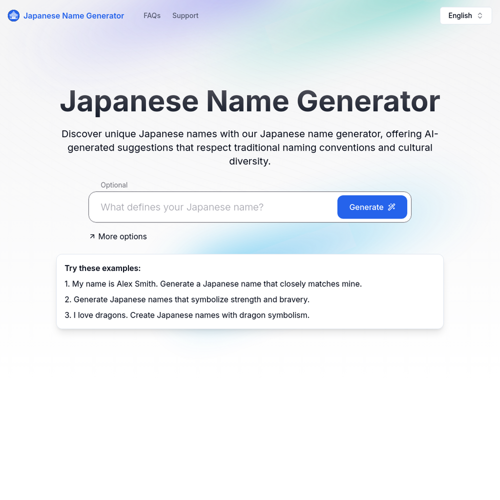 Japanese Name Generator website screenshot Japanese Name Generator website screenshot