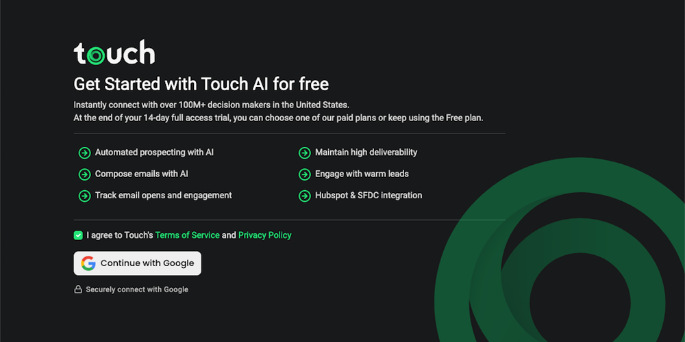Touch AI website screenshot Touch AI website screenshot