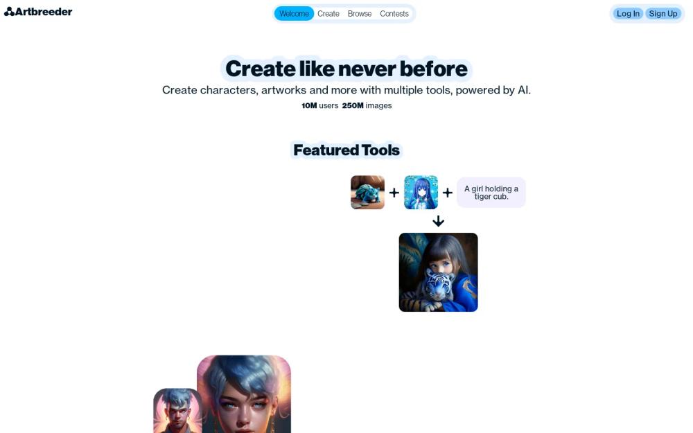 Artbreeder website screenshot Artbreeder website screenshot