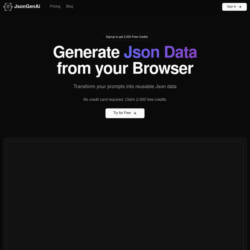 JsonGenAi website screenshot JsonGenAi website screenshot