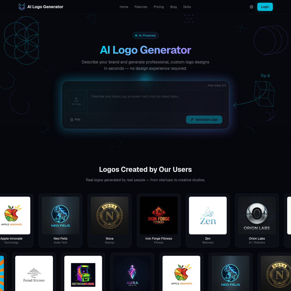 AI Logo Generator website screenshot AI Logo Generator website screenshot