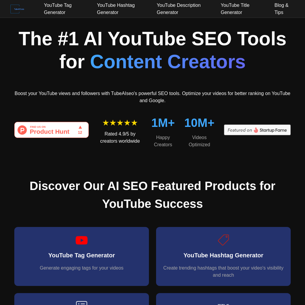 TubeAiseo website screenshot TubeAiseo website screenshot