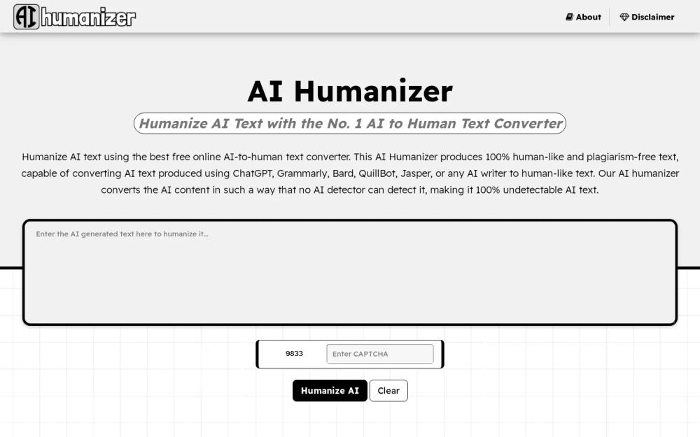 AI Humanizer website screenshot AI Humanizer website screenshot