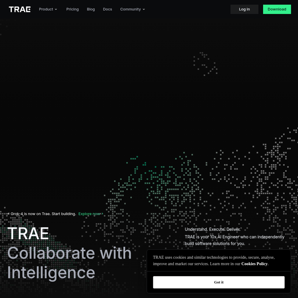 TRAE website screenshot TRAE website screenshot
