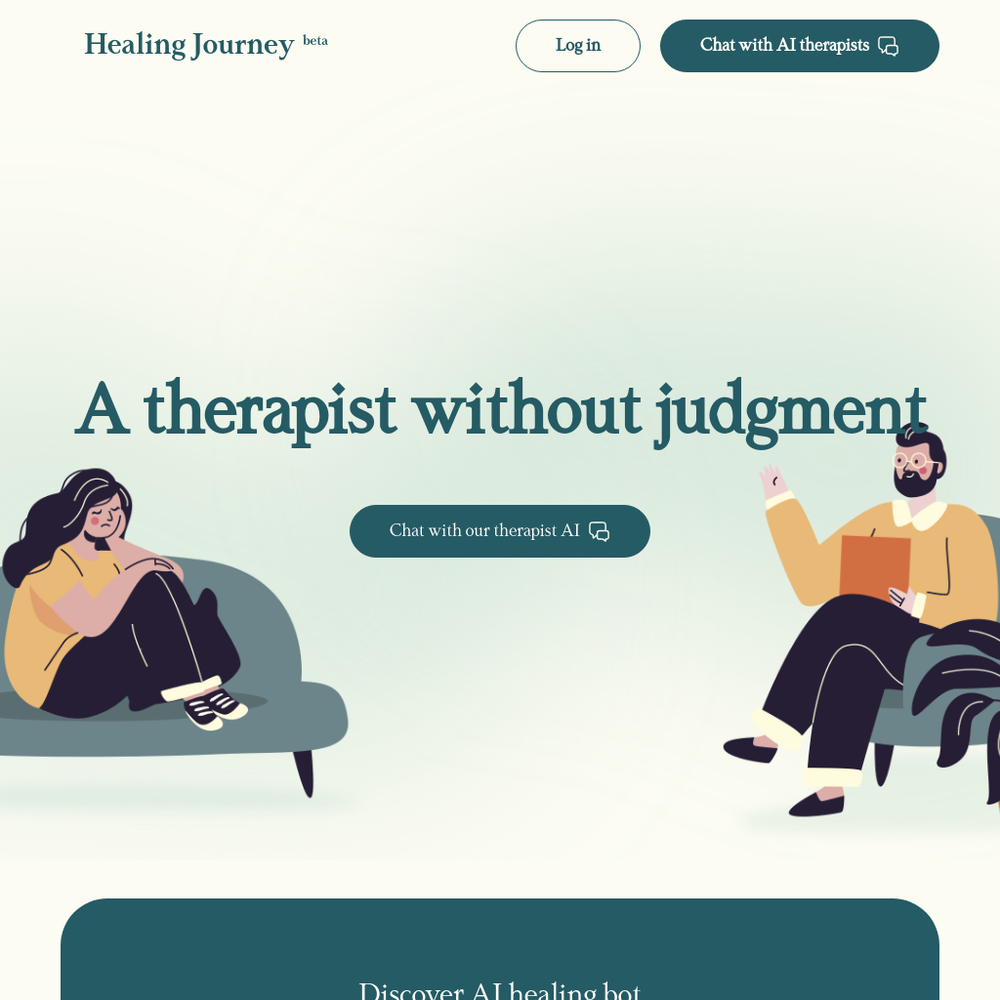 Healing Journey website screenshot Healing Journey website screenshot