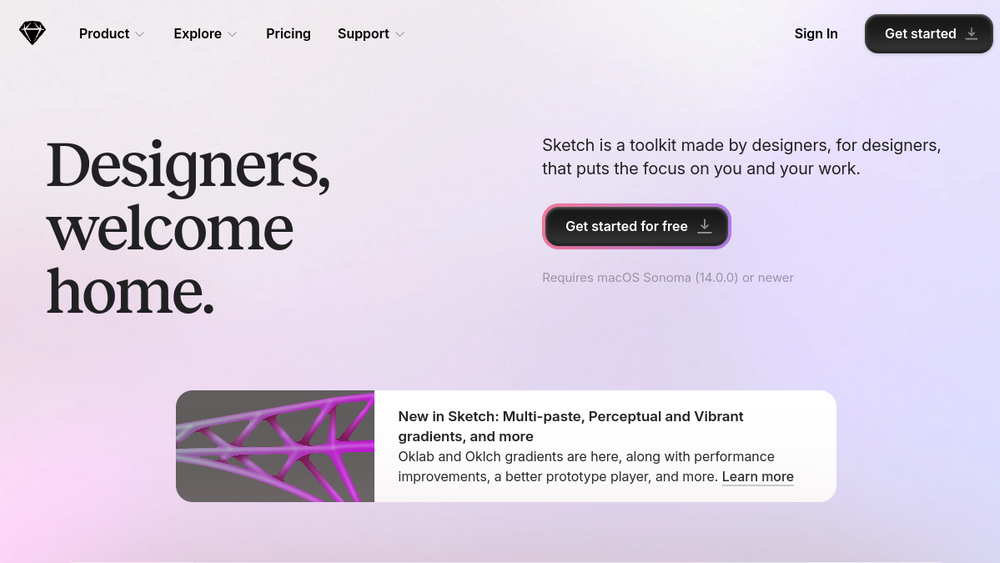 Sketch website screenshot Sketch website screenshot