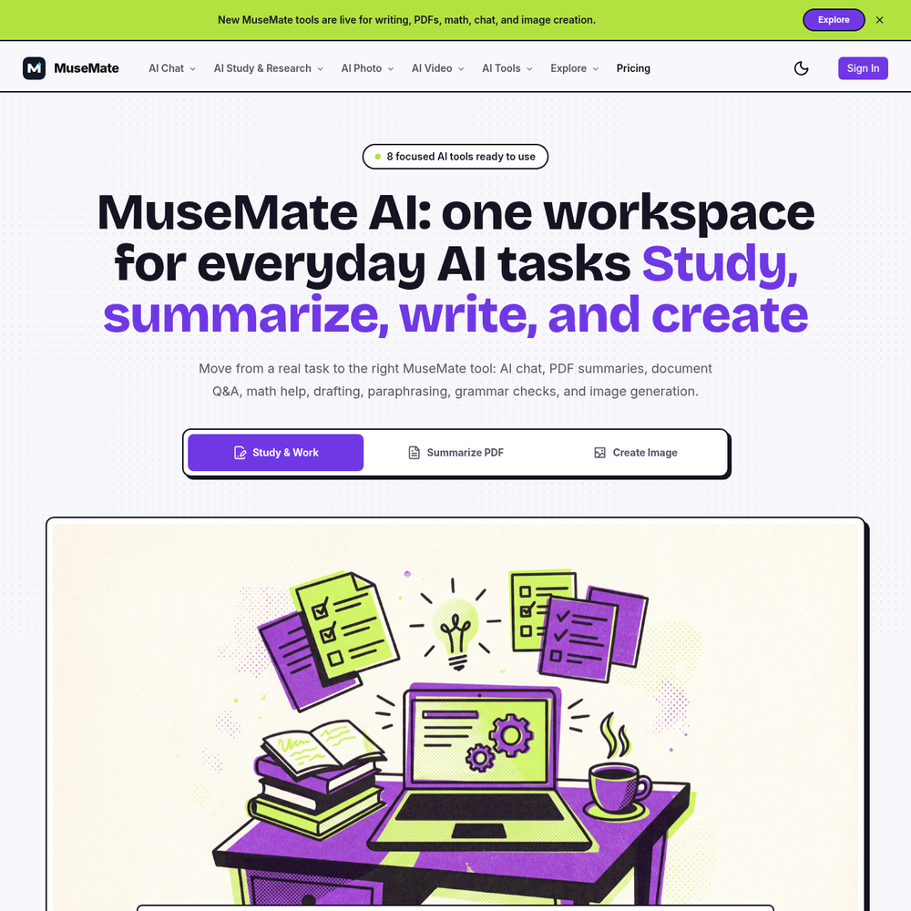 MuseMate AI website screenshot MuseMate AI website screenshot
