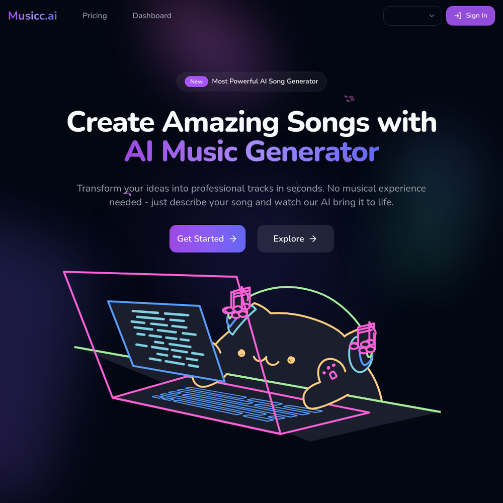 AI Music Generator website screenshot AI Music Generator website screenshot