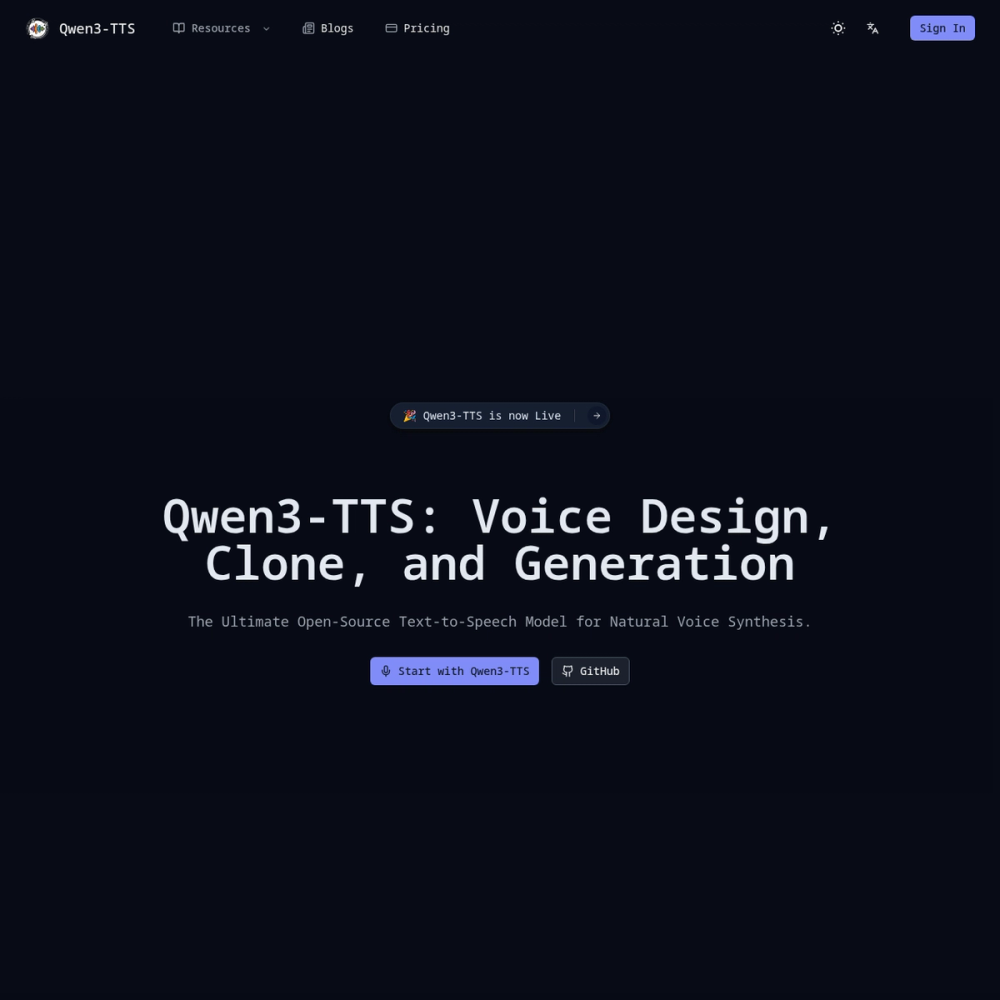 Qwen3-TTS website screenshot Qwen3-TTS website screenshot