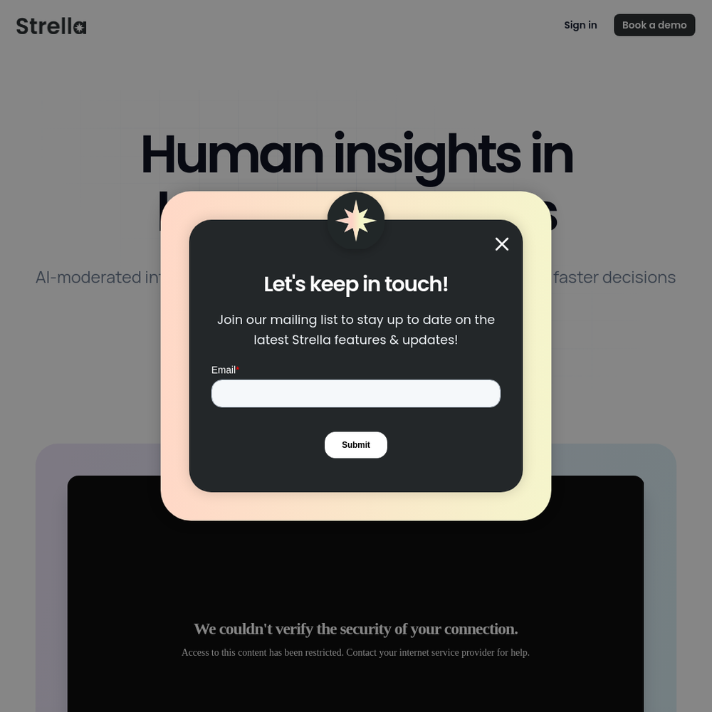 Strella website screenshot Strella website screenshot