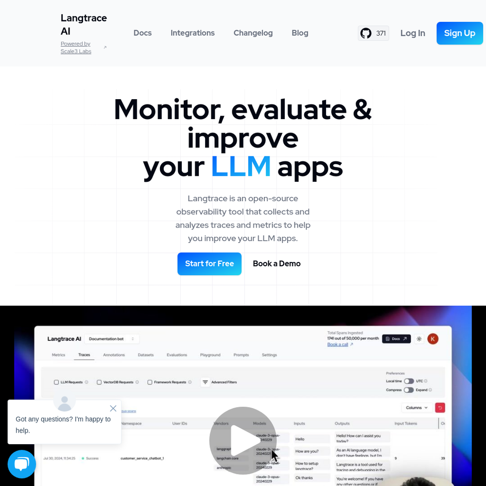 Langtrace AI website screenshot Langtrace AI website screenshot