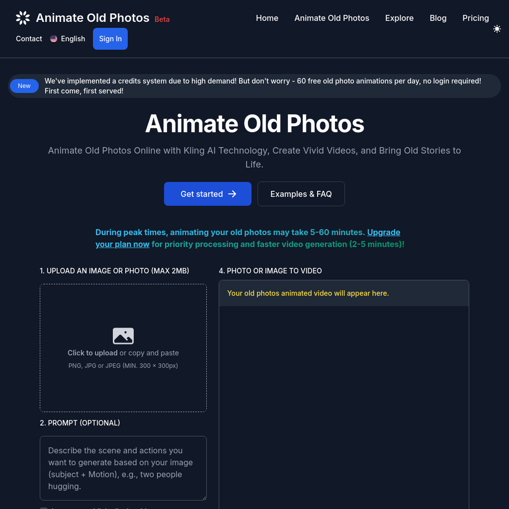 Animate Old Photos website screenshot Animate Old Photos website screenshot