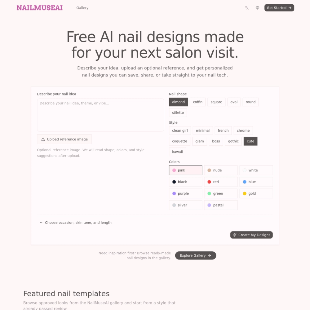 NailMuseAI website screenshot NailMuseAI website screenshot