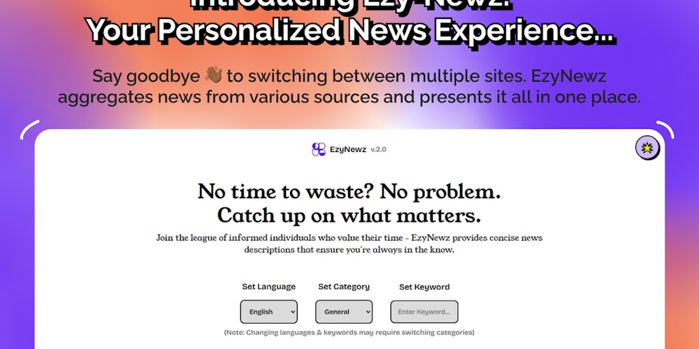 Ezy-Newz website screenshot Ezy-Newz website screenshot
