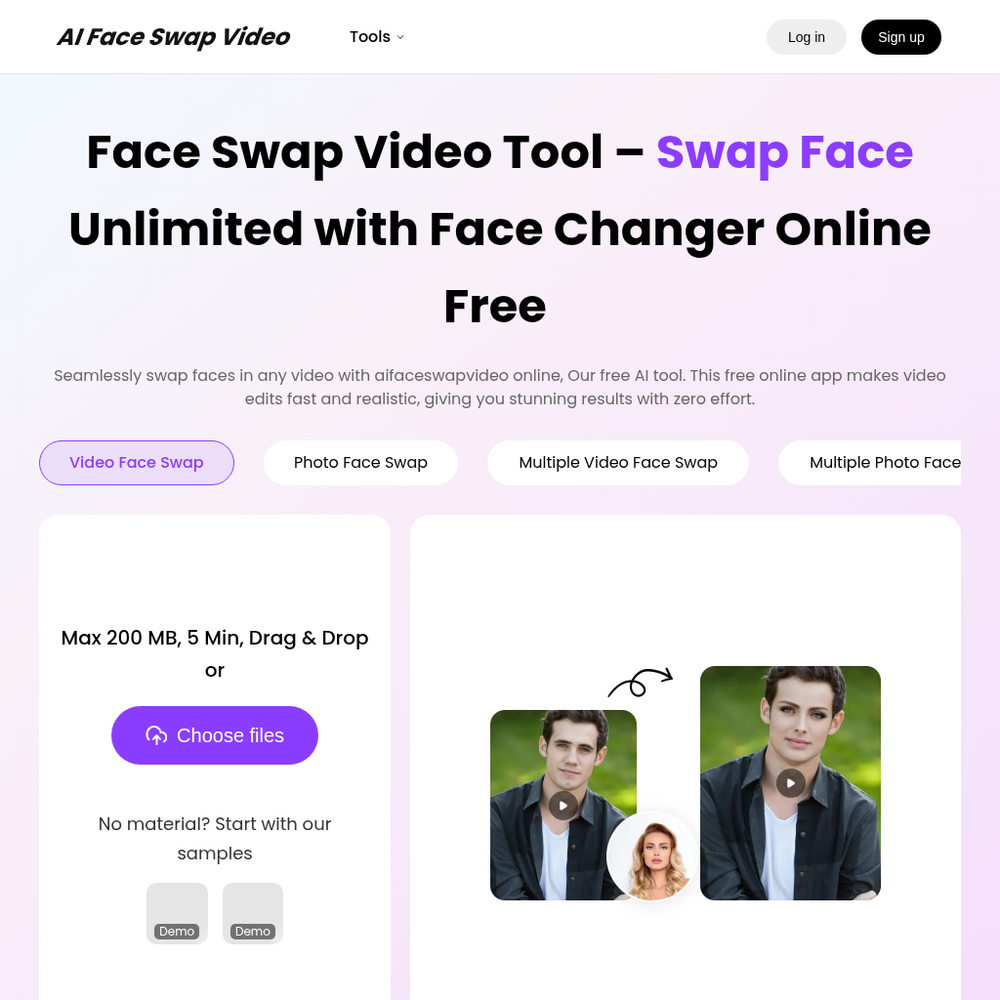 Face Swap Video website screenshot Face Swap Video website screenshot