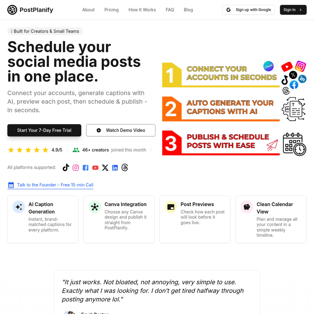 PostPlanify website screenshot PostPlanify website screenshot