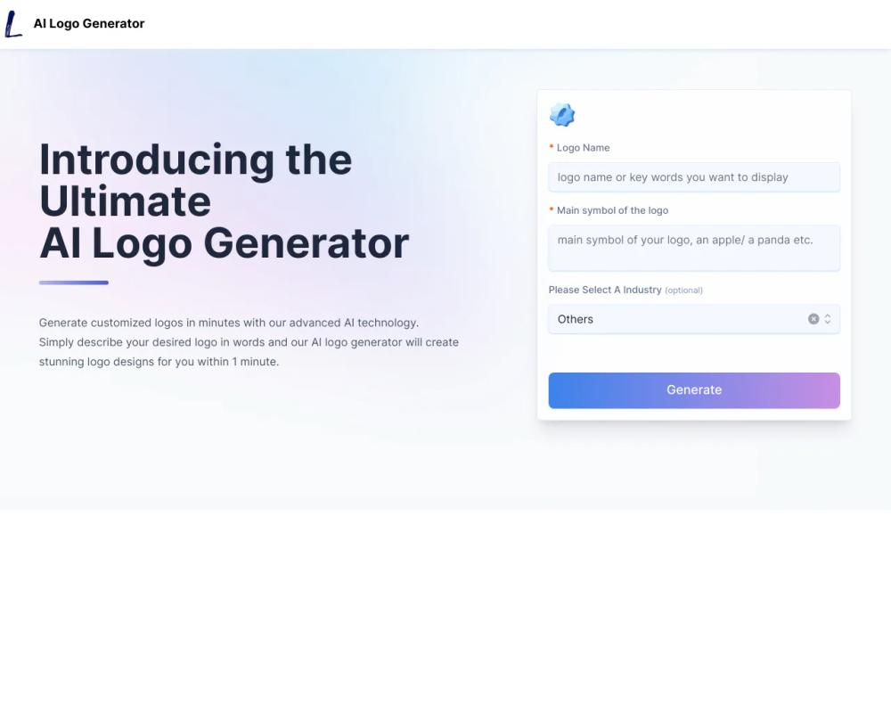 AI Logo Generator website screenshot AI Logo Generator website screenshot