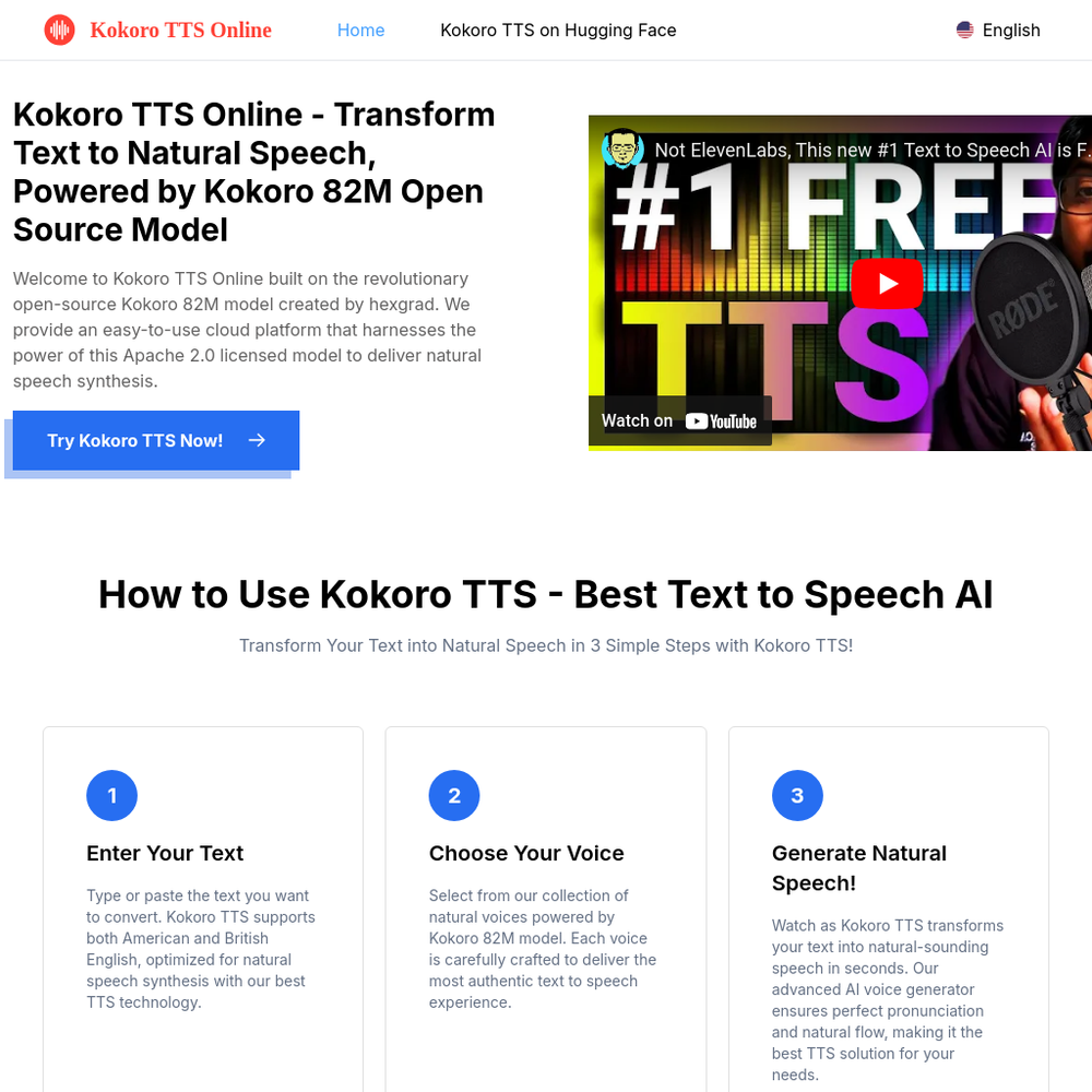 Kokoro TTS website screenshot Kokoro TTS website screenshot