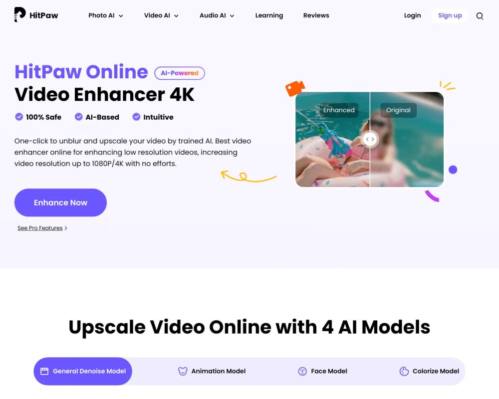 HitPaw Online Video Enhancer website screenshot HitPaw Online Video Enhancer website screenshot