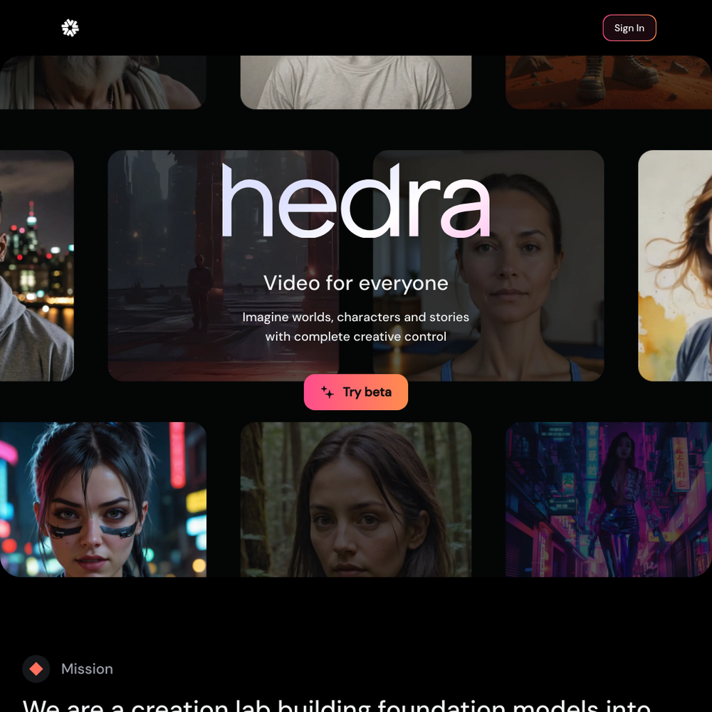 Hedra AI website screenshot Hedra AI website screenshot