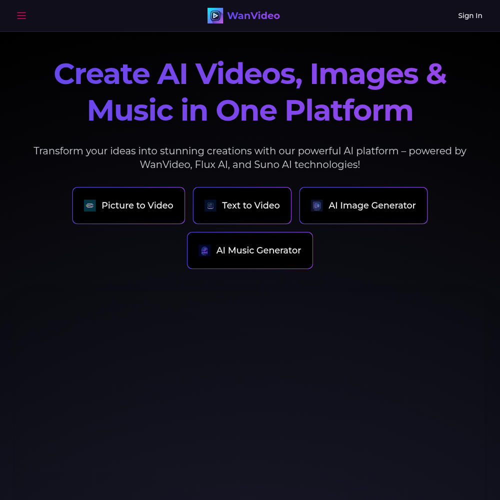 WanVideo AI website screenshot WanVideo AI website screenshot