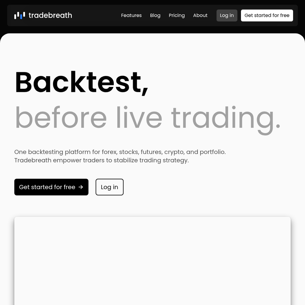 Tradebreath website screenshot Tradebreath website screenshot