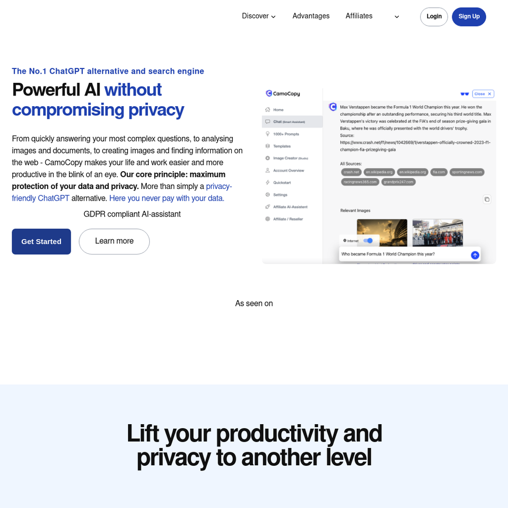 Camocopy website screenshot Camocopy website screenshot