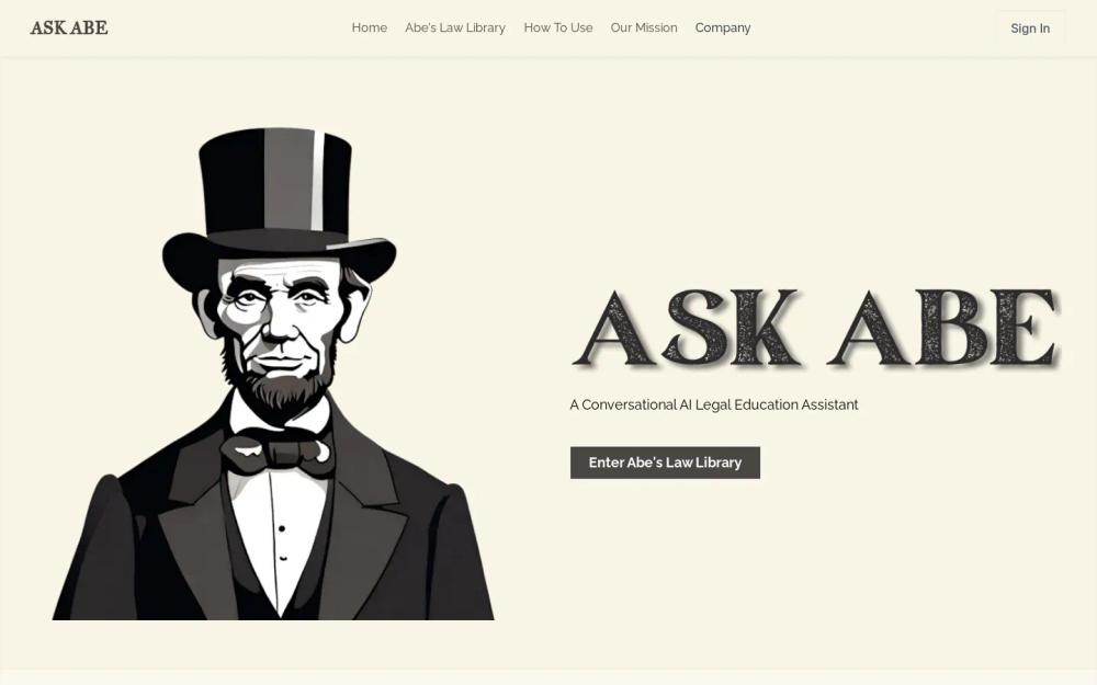 Ask Abe website screenshot Ask Abe website screenshot